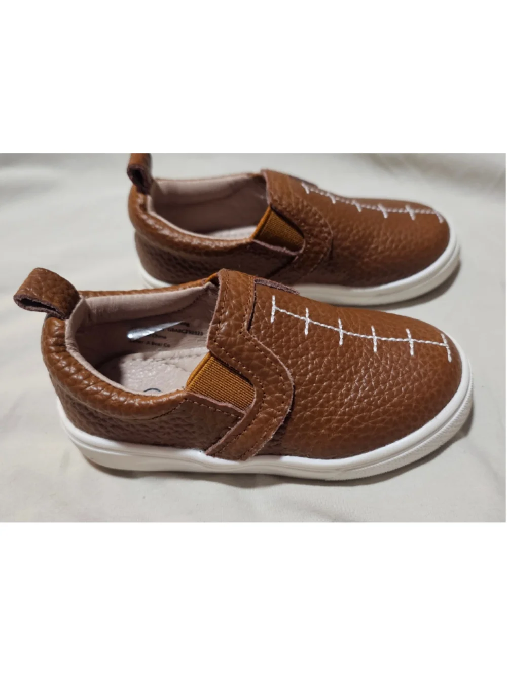 Baby A Bear Co Football Slip-On Shoes Size 5 Brown White